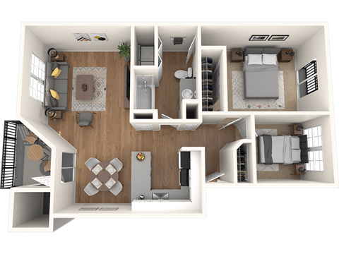 Outlook16 Two Bedroom One Bathroom Floor Plan